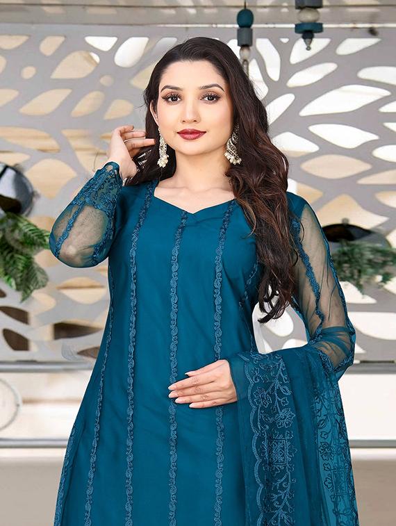 women embroidered long sleeve kurta pant with dupatta set - 21954195 - Standard Image - 4