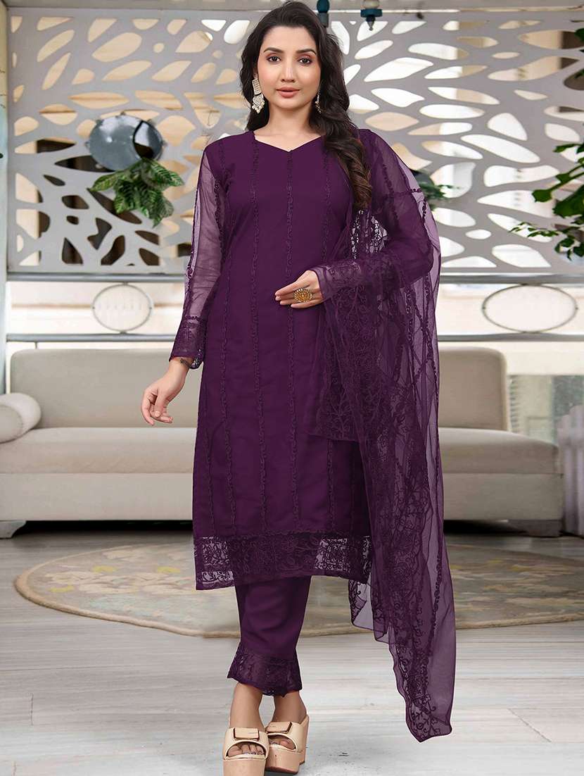 women embroidered long sleeve kurta pant with dupatta set - 21954198 - Standard Image - 1