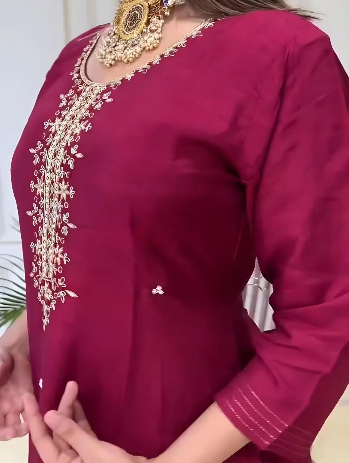 women three quarter sleeve kurta pant with dupatta set - 21954204 - Standard Image - 4