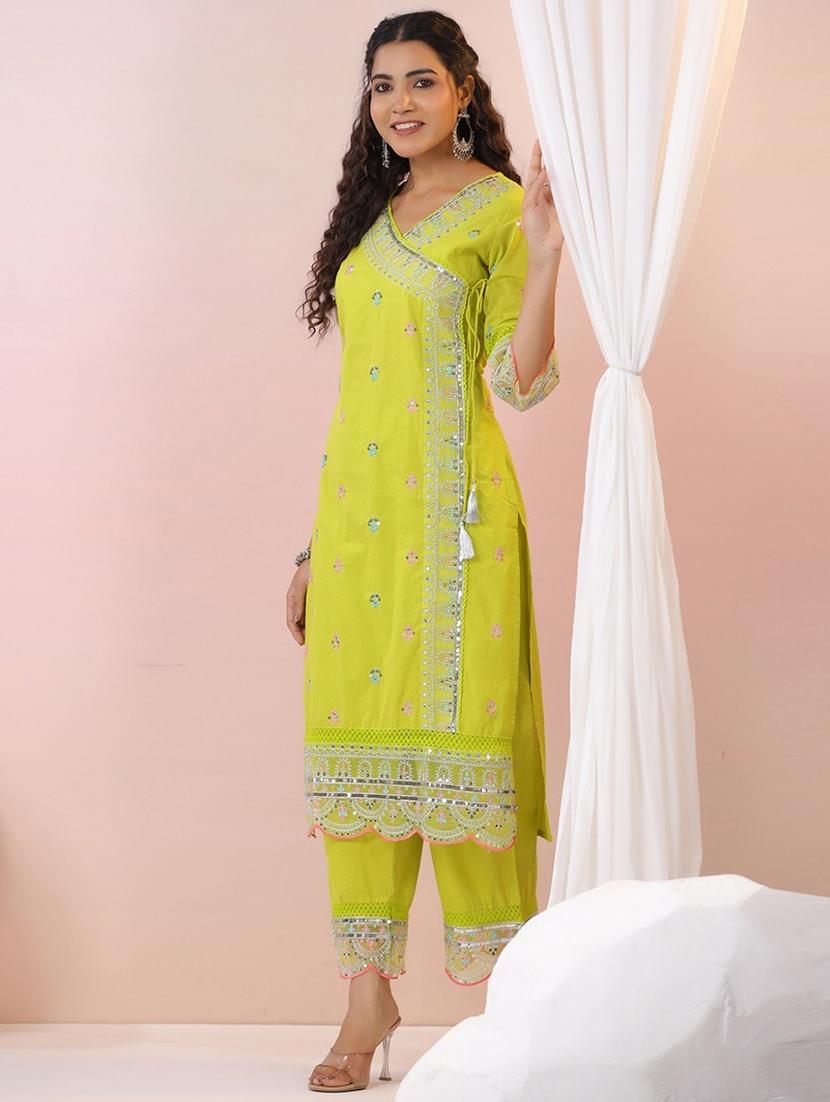 women embroidered long sleeve kurta pant set - 21954205 -  Standard Image - 1