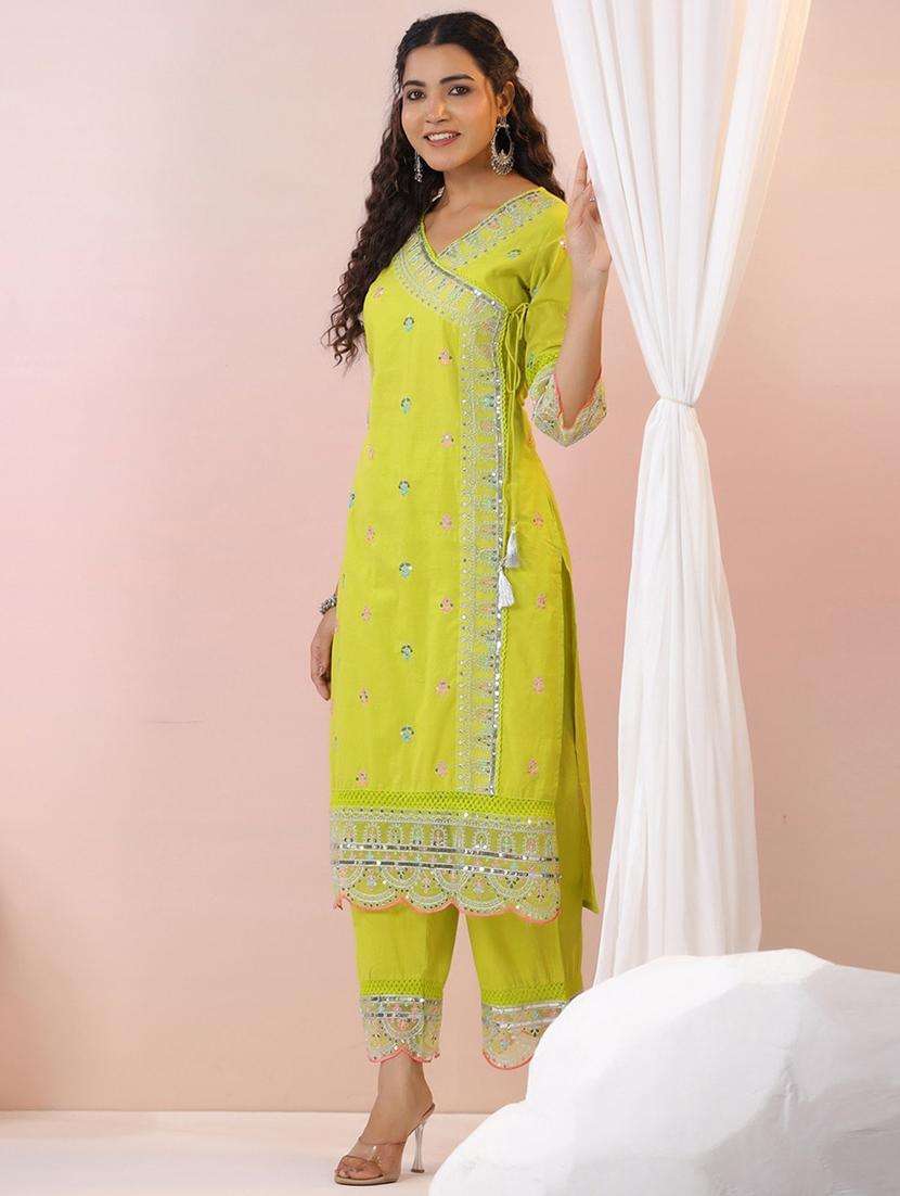 women embroidered long sleeve kurta pant set - 21954205 -  Standard Image - 4