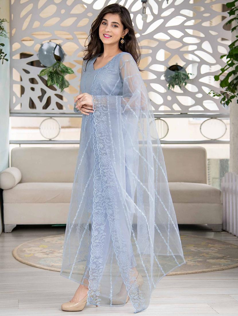 women embroidered long sleeve kurta pant with dupatta set - 21954214 -  Standard Image - 1
