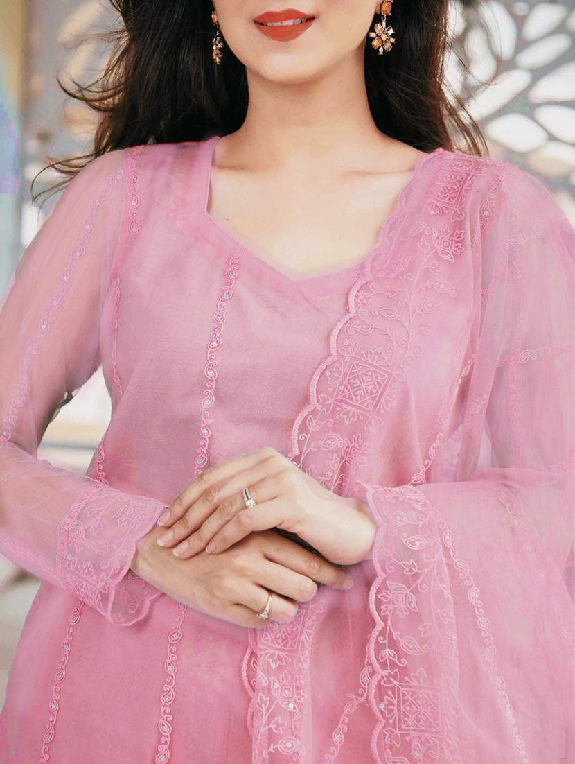 women embroidered long sleeve kurta pant with dupatta set - 21954215 - Standard Image - 4