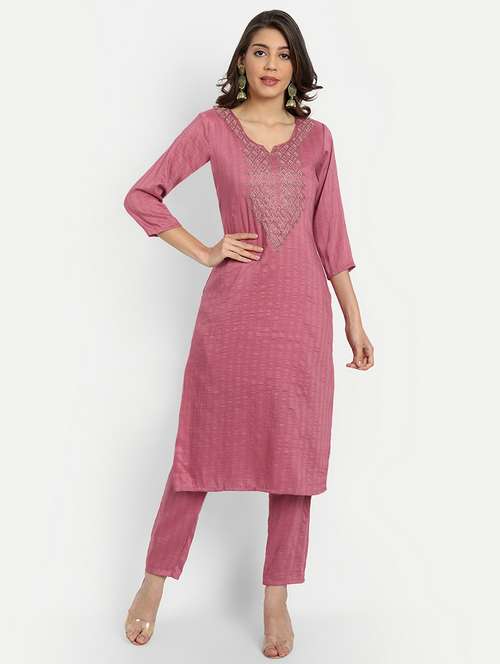 Women Three Quarter Sleeve Kurta Pant Set