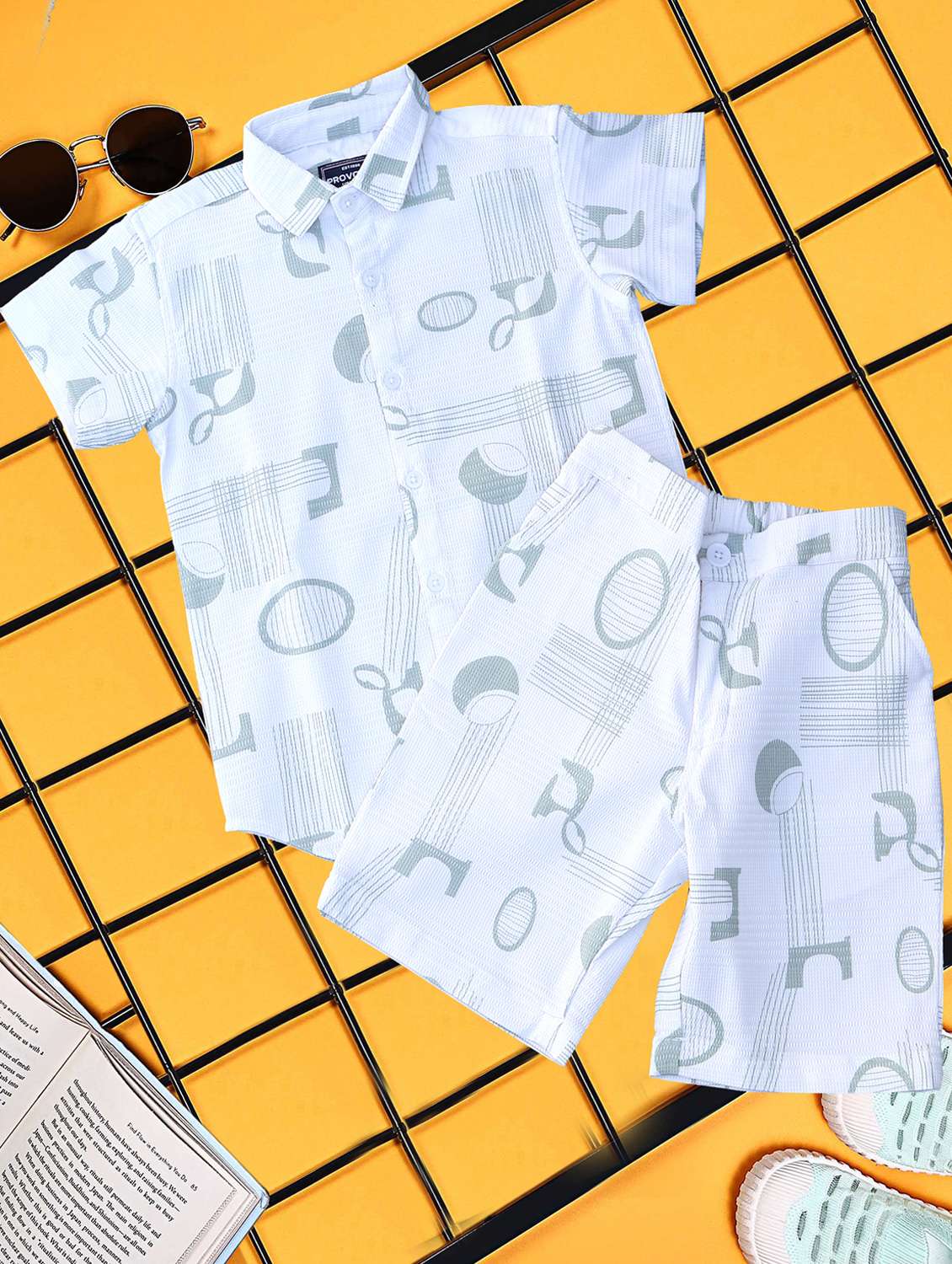 boys printed shirt and short co-ord set - 21954269 - Standard Image - 1
