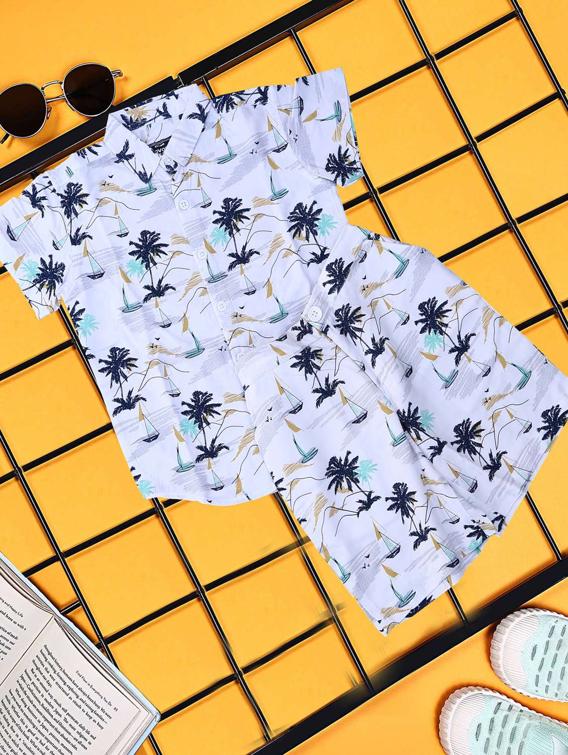 boys printed shirt and short co-ord set - 21954275 -  Standard Image - 1