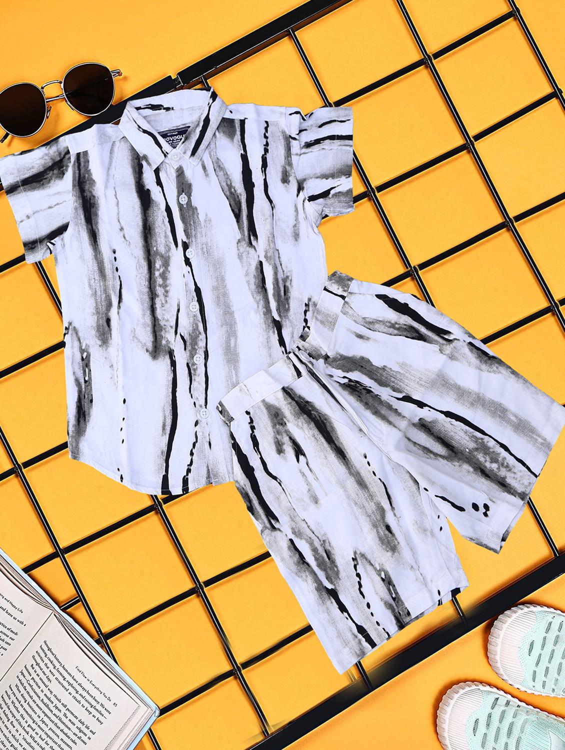 boys printed shirt and short co-ord set - 21954278 - Standard Image - 1