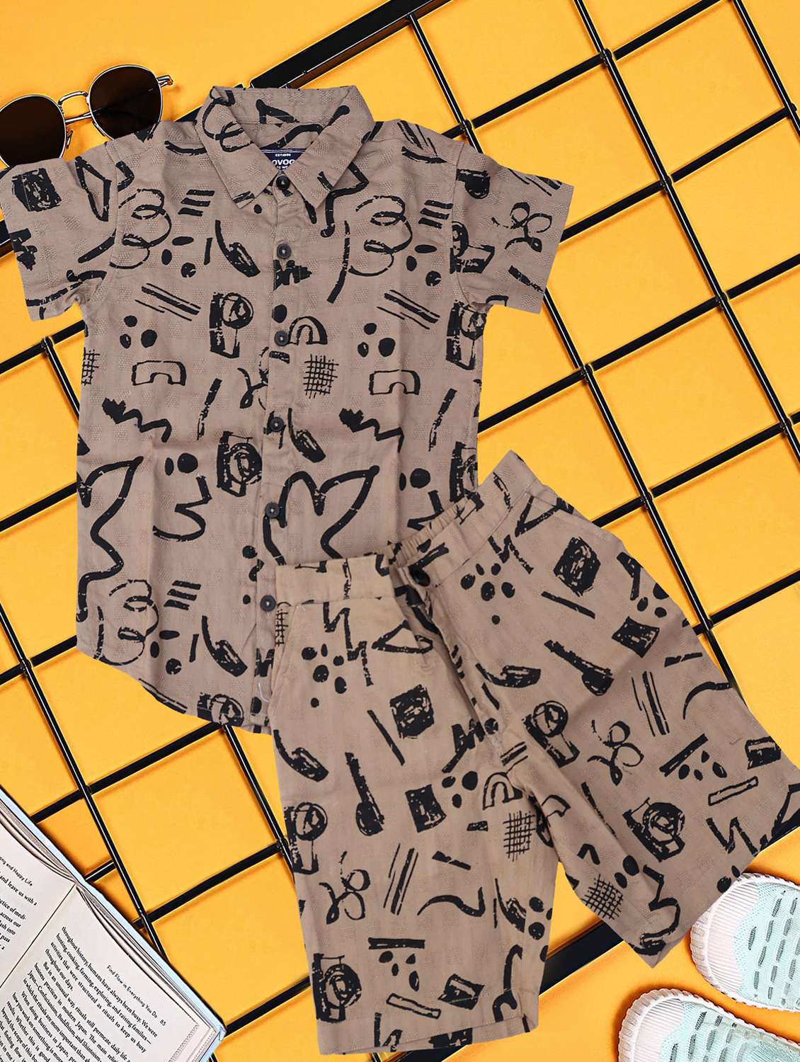 boys printed shirt and short co-ord set - 21954284 -  Standard Image - 1