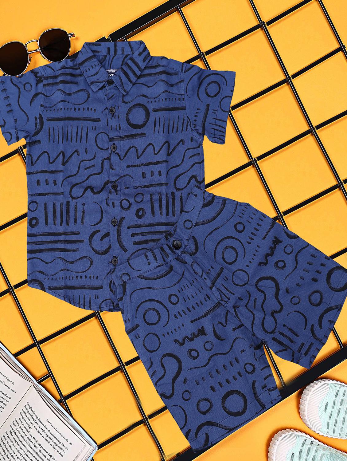 boys printed shirt and short co-ord set - 21954286 - Standard Image - 1