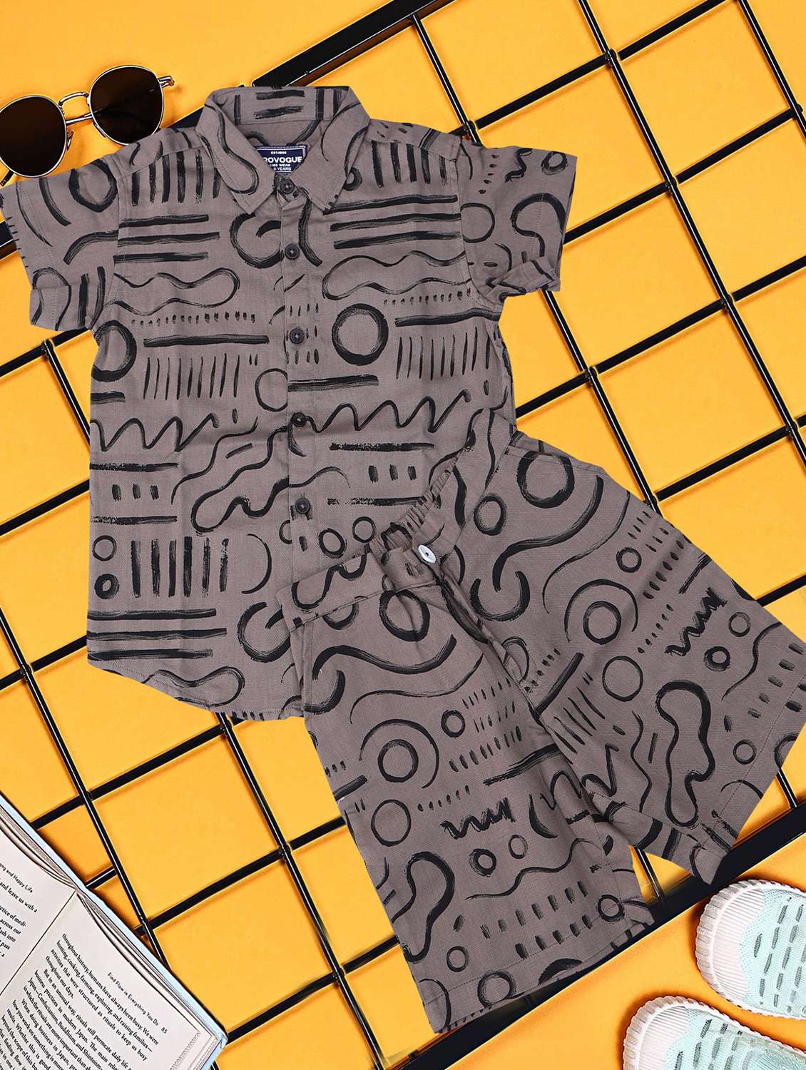 boys printed shirt and short co-ord set - 21954287 -  Standard Image - 1