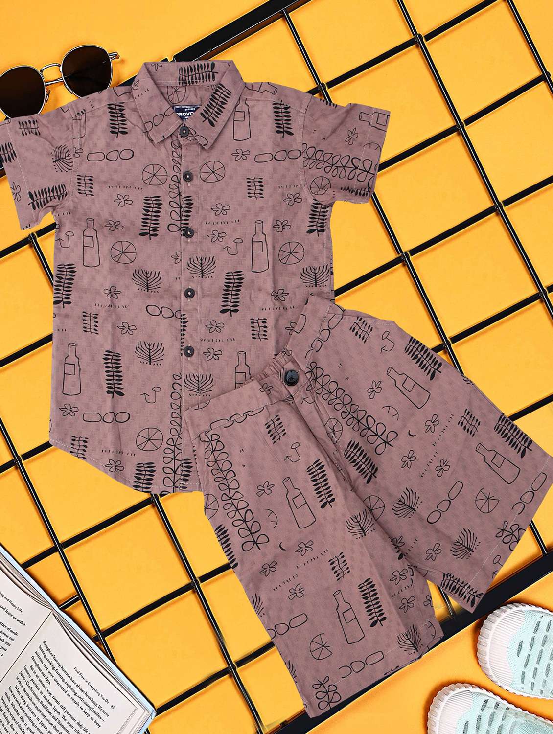 boys printed shirt and short co-ord set - 21954289 -  Standard Image - 1
