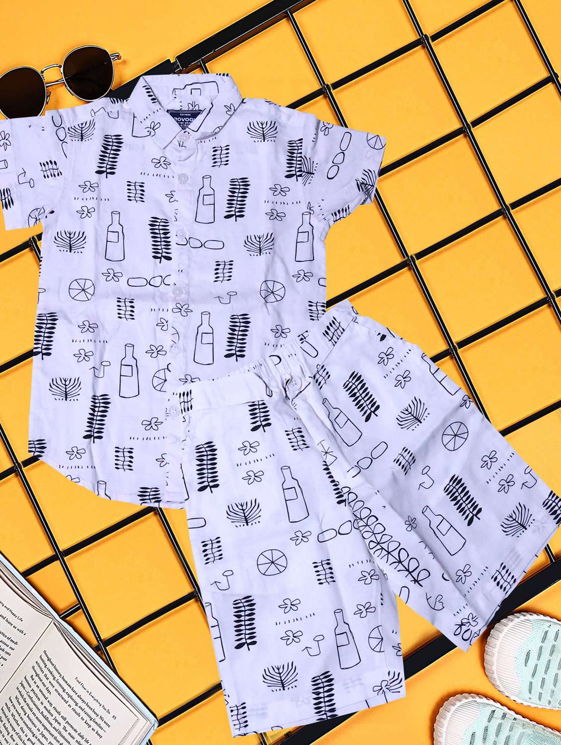 boys printed shirt and short co-ord set - 21954291 -  Standard Image - 1