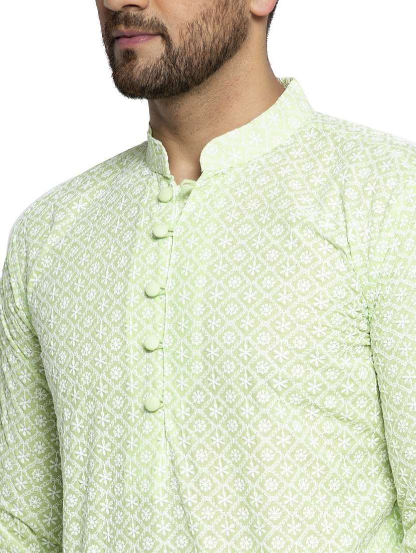 men embroidered mandarin neck long kurta - 21954294 -  Standard Image - 4