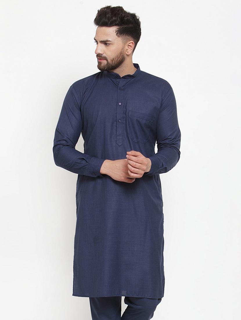 men solid mandarin neck long kurta - 21954305 - Zoom Image - 0