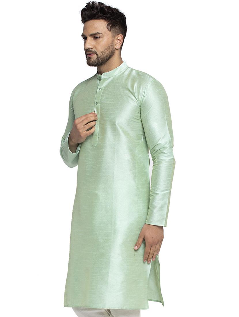 men solid mandarin neck long kurta - 21954306 -  Standard Image - 1