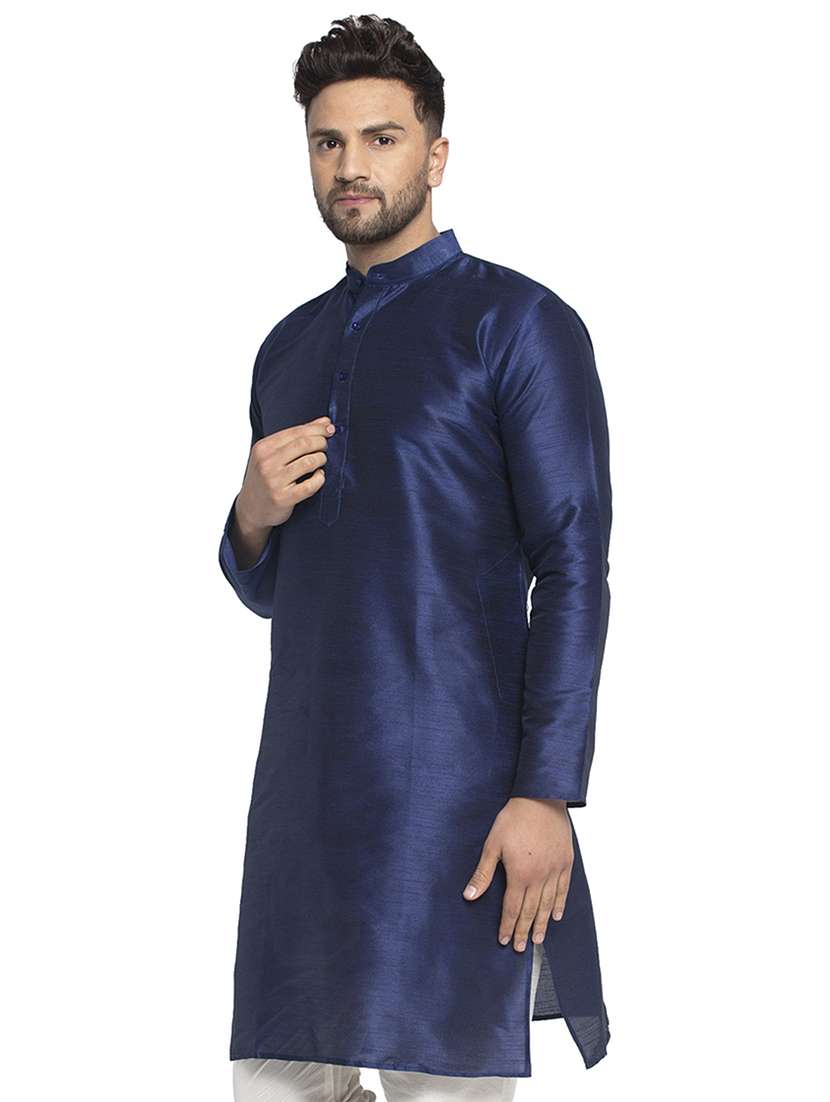 men solid mandarin neck long kurta - 21954307 -  Standard Image - 1