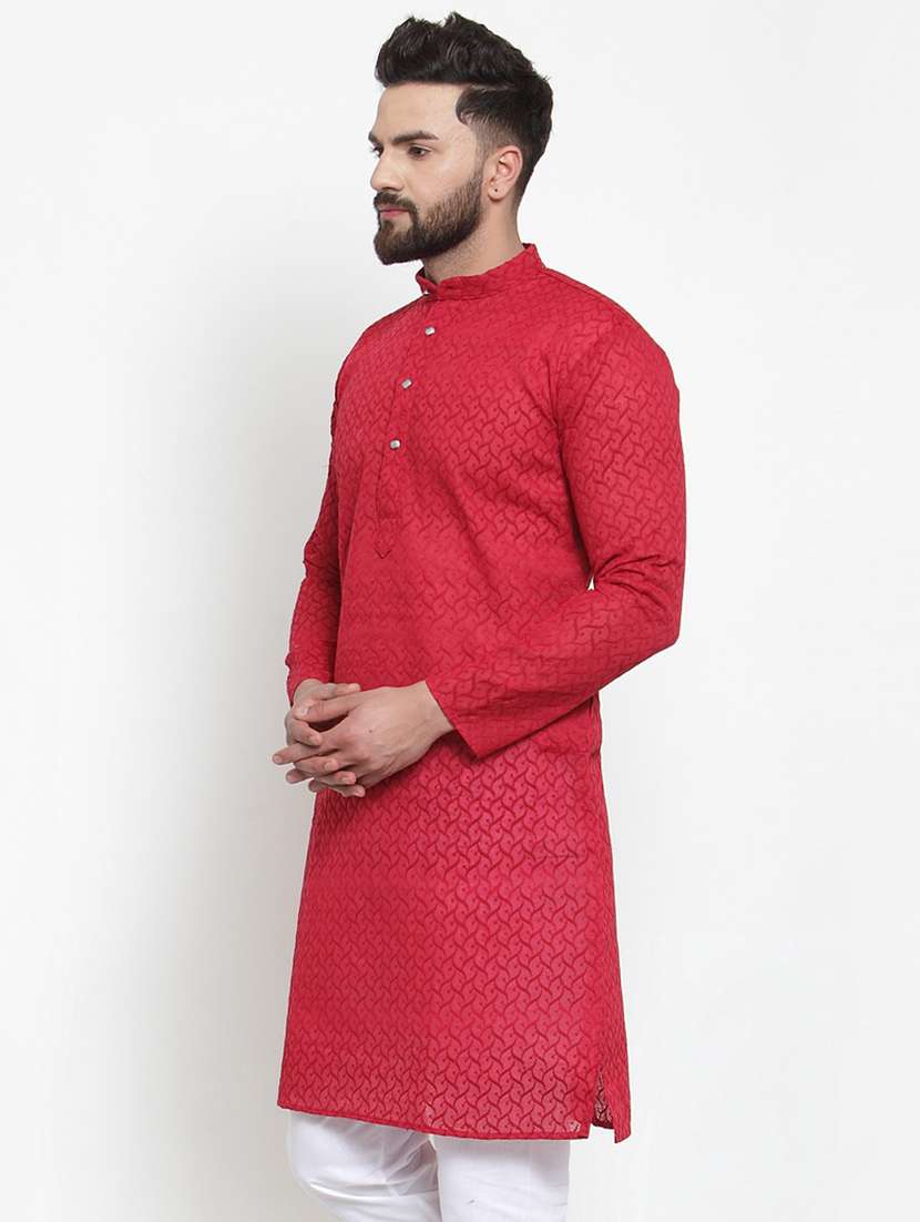 men embroidered mandarin neck long kurta - 21954316 -  Standard Image - 1