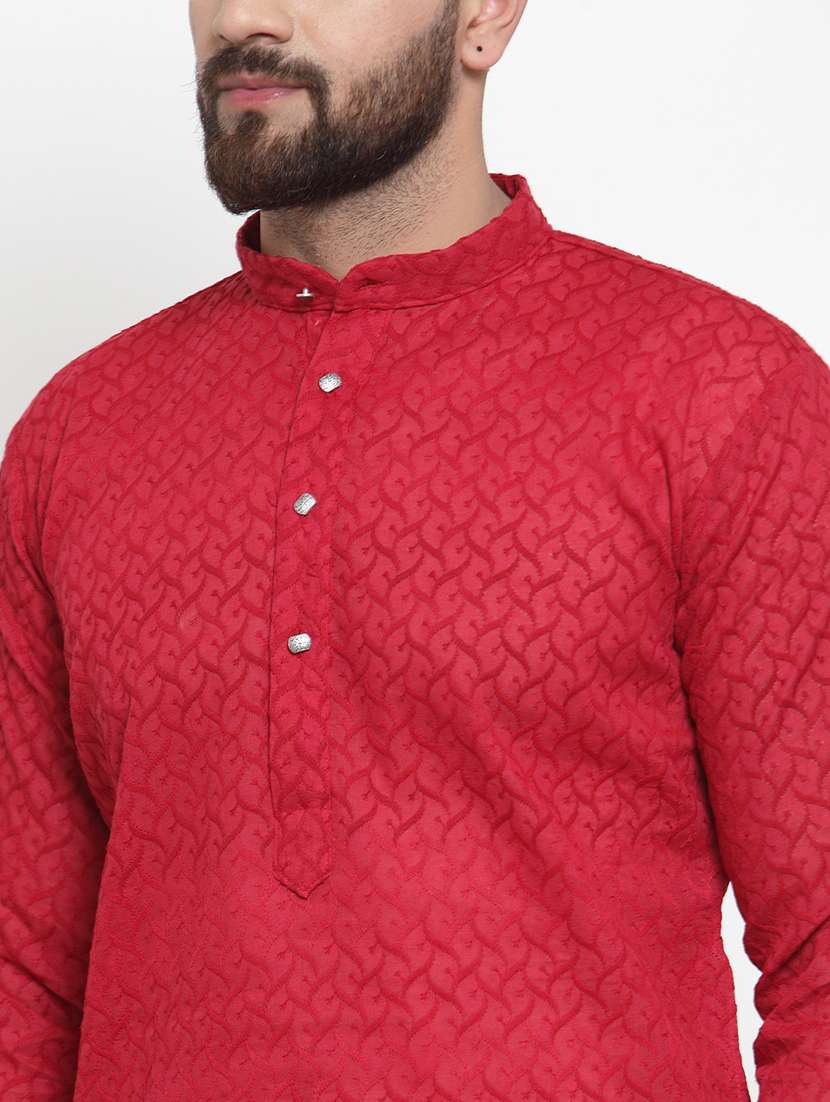 men embroidered mandarin neck long kurta - 21954316 -  Standard Image - 4