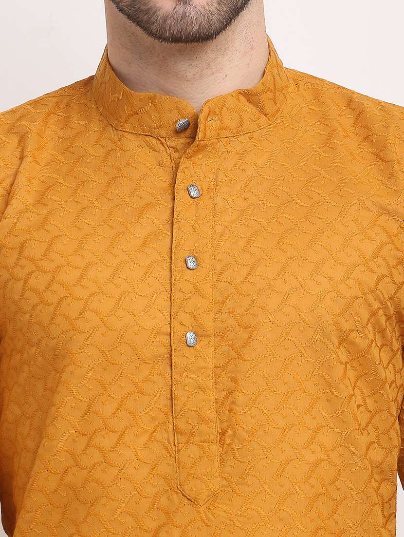men embroidered mandarin neck long kurta - 21954317 - Standard Image - 4