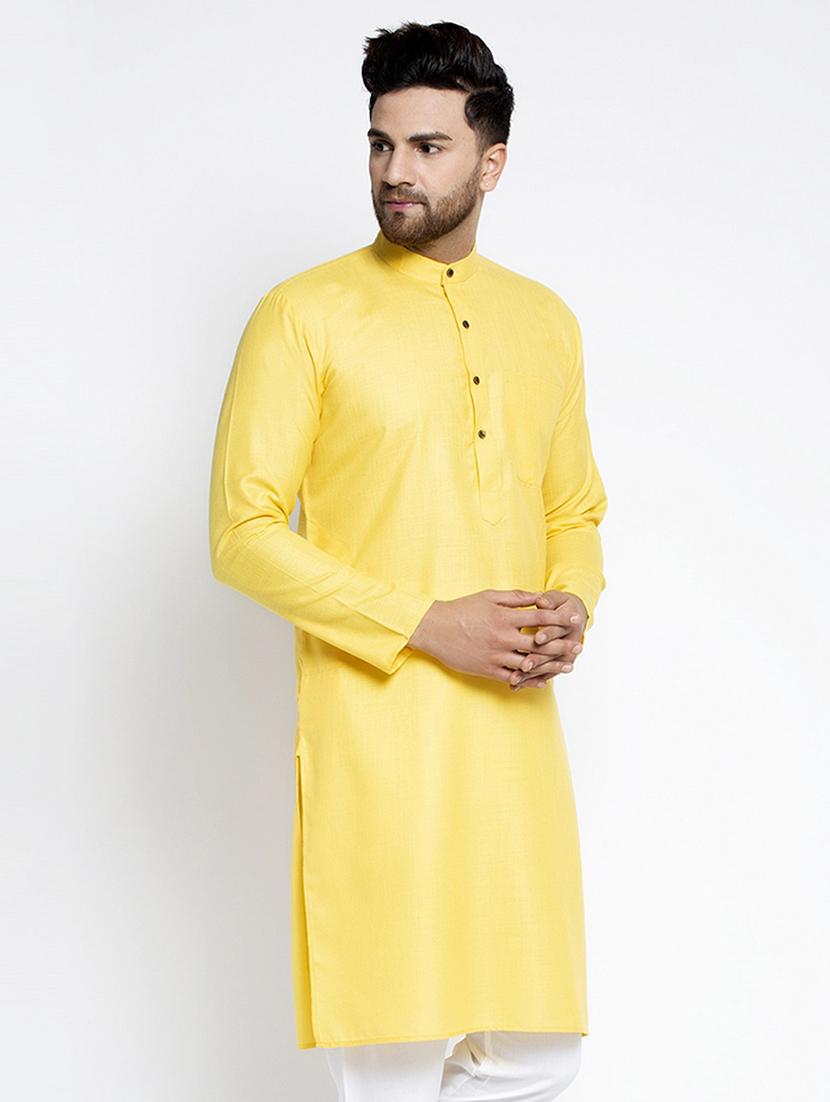 men solid mandarin neck long kurta - 21954324 - Standard Image - 1
