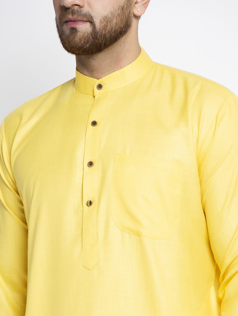 men solid mandarin neck long kurta - 21954324 - Standard Image - 4
