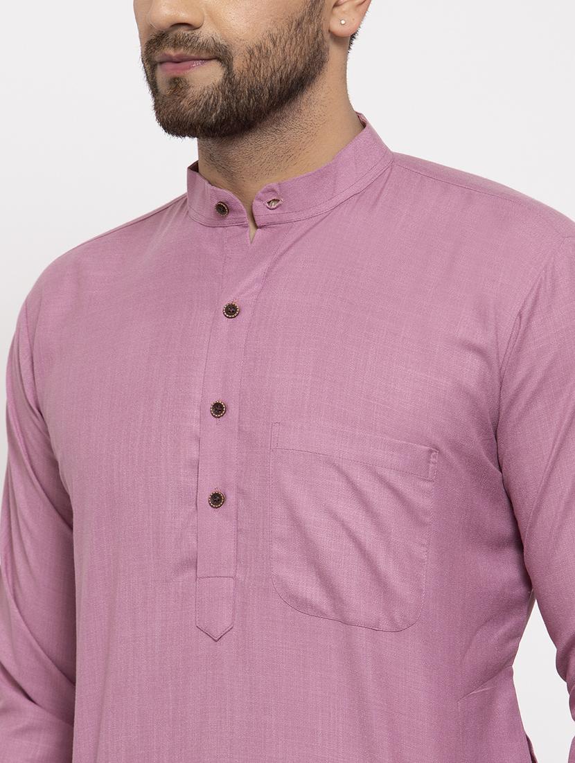 men solid mandarin neck long kurta - 21954325 - Standard Image - 4