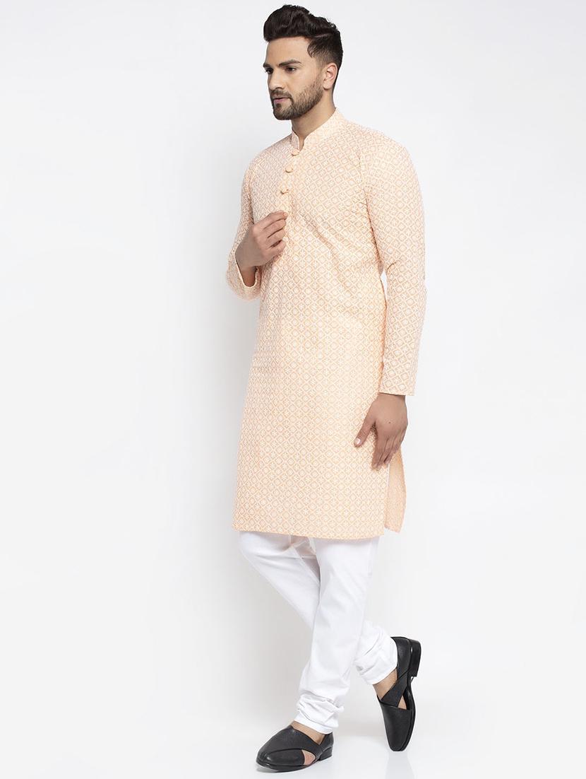 men mandarin neck kurta pyjama ethnic wear set - 21954346 - Standard Image - 1