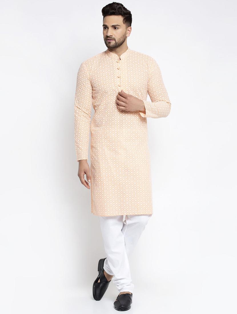 men mandarin neck kurta pyjama ethnic wear set - 21954346 - Standard Image - 4