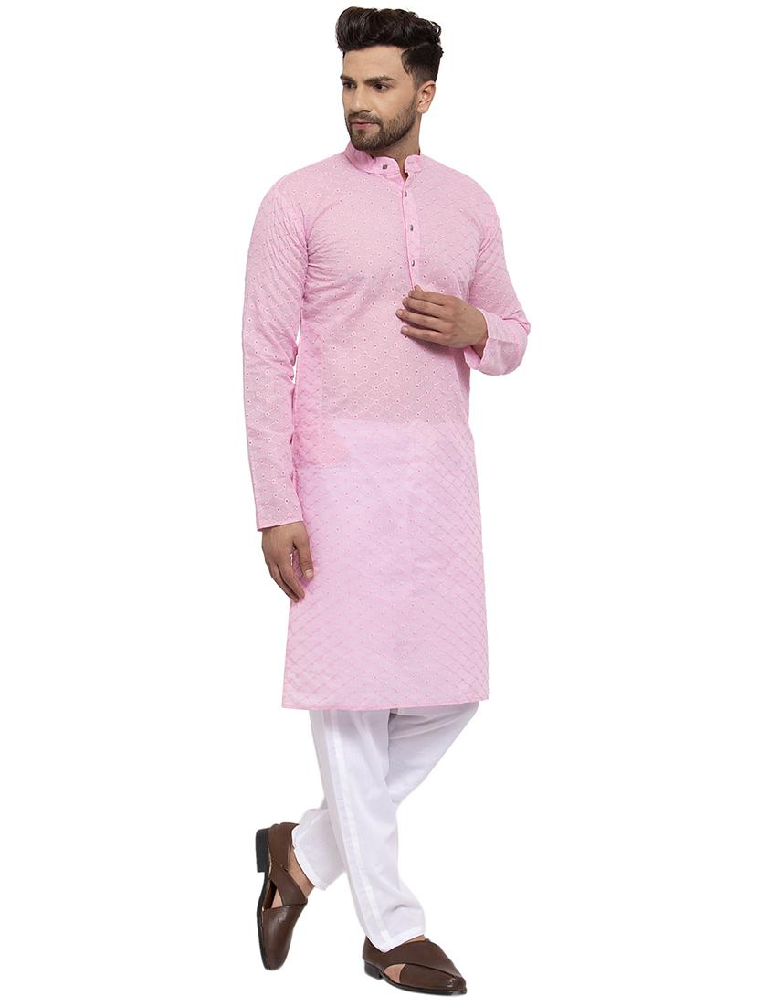 men mandarin neck kurta pyjama ethnic wear set - 21954367 - Standard Image - 1