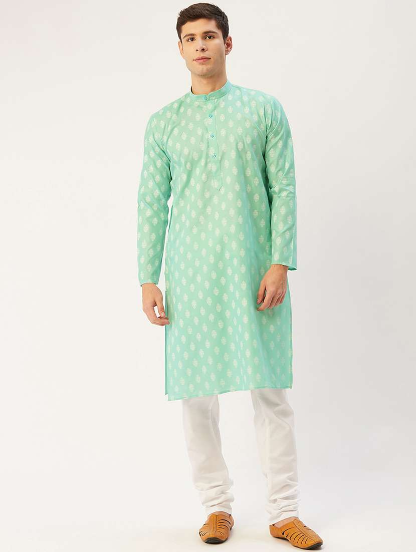 men mandarin neck kurta pyjama ethnic wear set