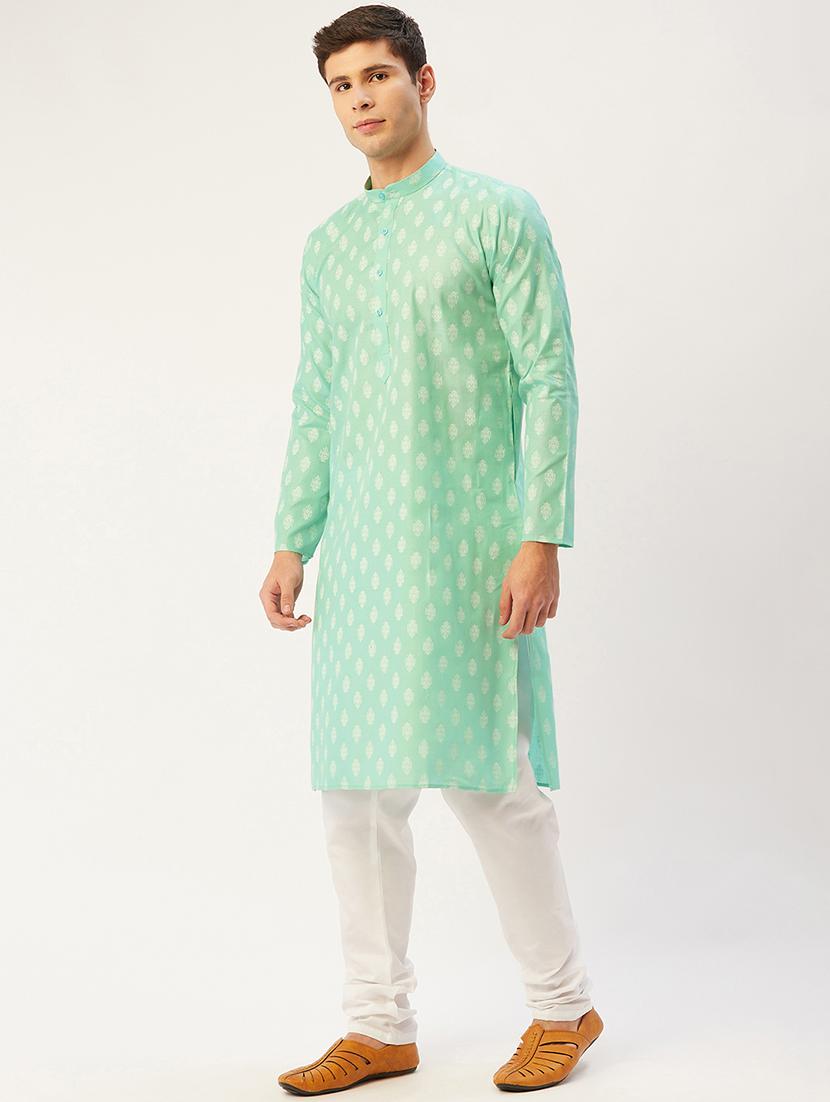 men mandarin neck kurta pyjama ethnic wear set - 21954370 - Standard Image - 1