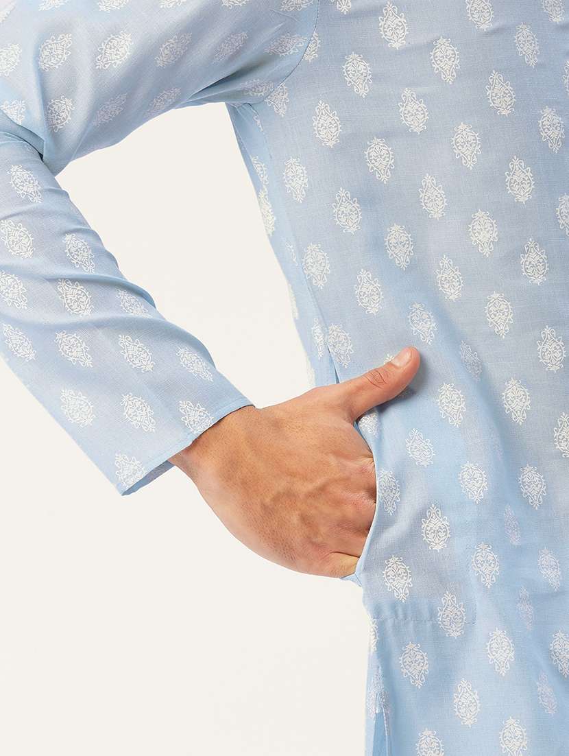 men mandarin neck kurta pyjama ethnic wear set - 21954372 -  Standard Image - 4