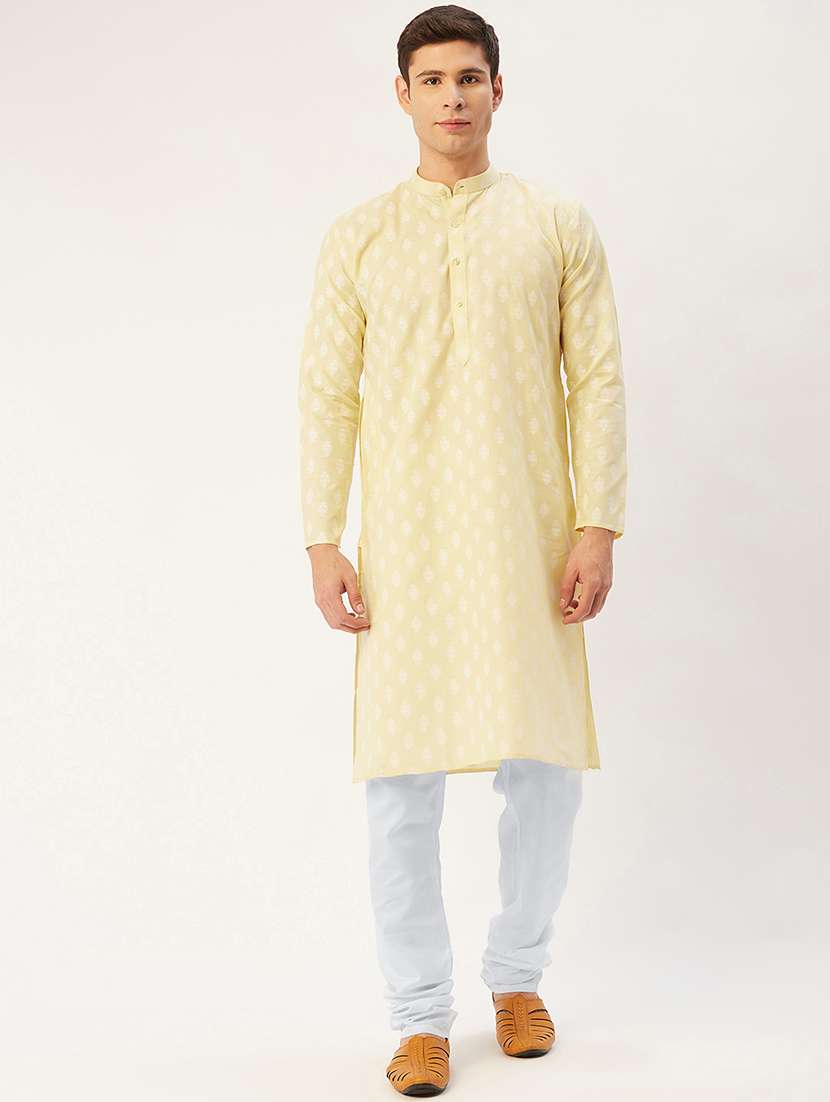 men mandarin neck kurta pyjama ethnic wear set