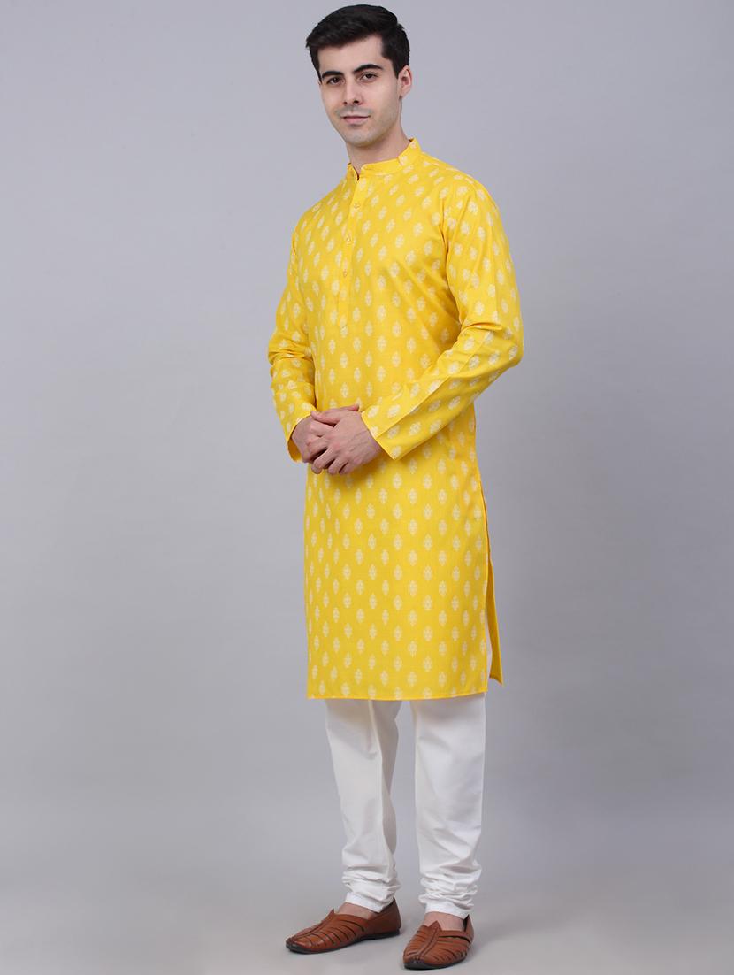 men mandarin neck kurta pyjama ethnic wear set - 21954375 - Standard Image - 1