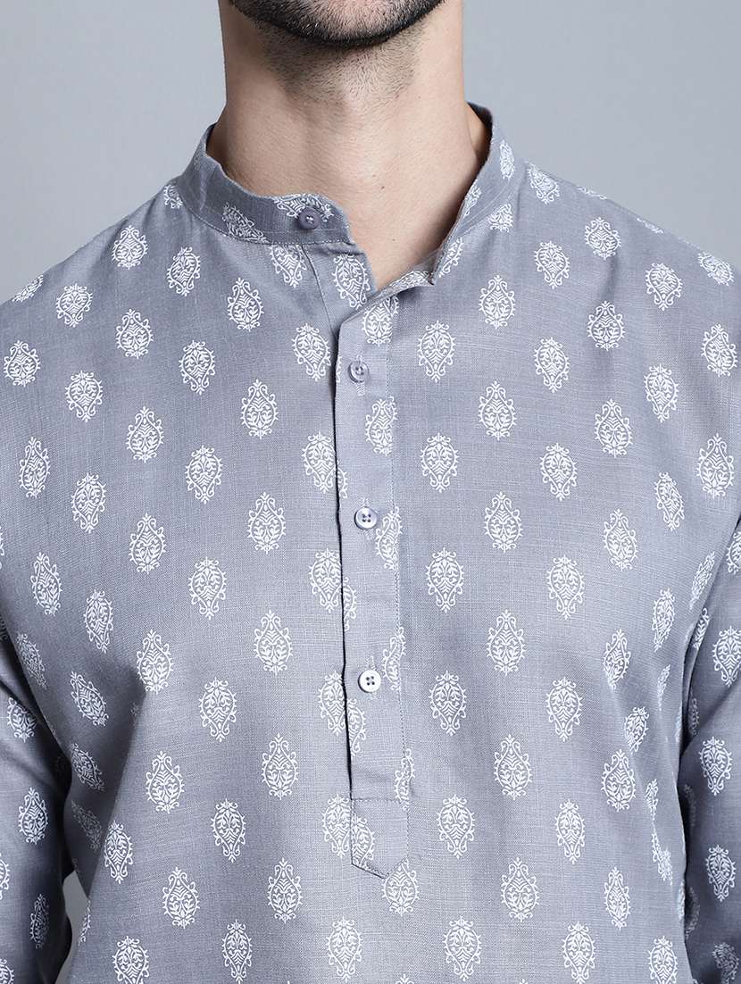 men mandarin neck kurta pyjama ethnic wear set - 21954378 -  Standard Image - 4