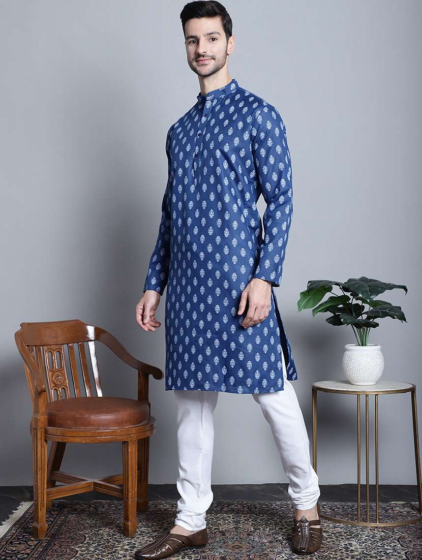 men mandarin neck kurta pyjama ethnic wear set - 21954379 -  Standard Image - 1