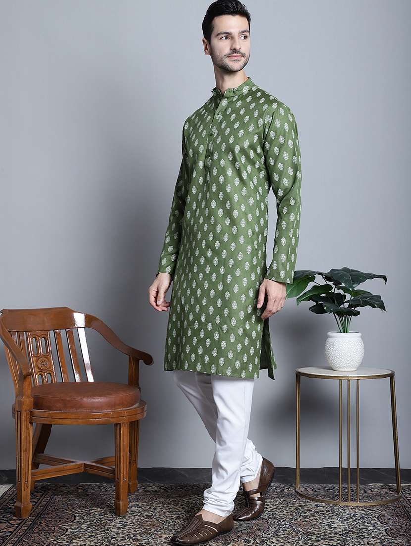 men mandarin neck kurta pyjama ethnic wear set - 21954380 -  Standard Image - 1