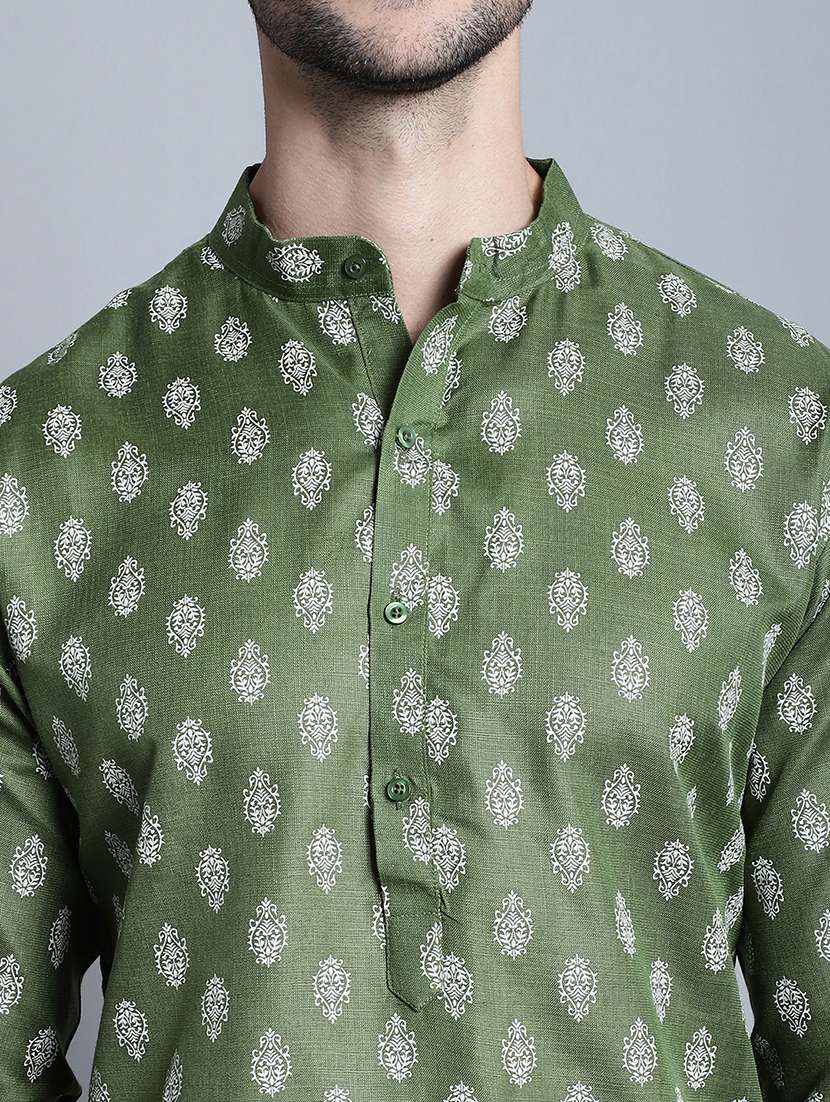 men mandarin neck kurta pyjama ethnic wear set - 21954380 -  Standard Image - 4