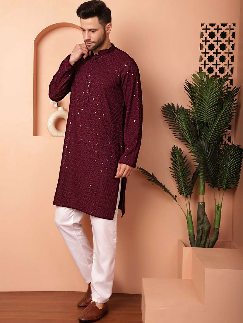 men mandarin neck kurta pyjama ethnic wear set - 21954392 -  Standard Image - 1