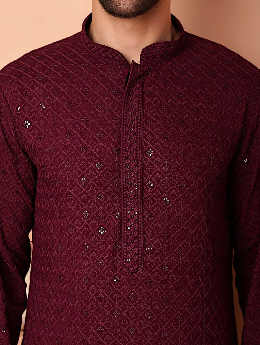 men mandarin neck kurta pyjama ethnic wear set - 21954392 -  Standard Image - 4