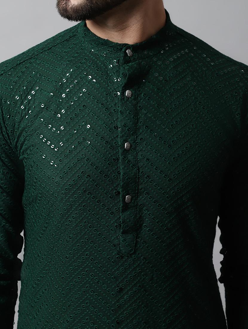 men mandarin neck kurta pyjama ethnic wear set - 21954396 - Standard Image - 4