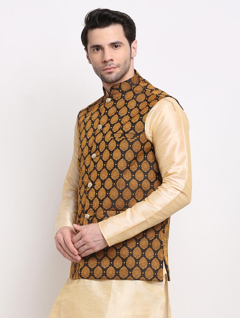 men mandarin neck regular fit nehru jacket - 21954399 - Standard Image - 1