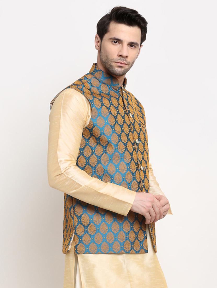 men mandarin neck regular fit nehru jacket - 21954400 - Standard Image - 1