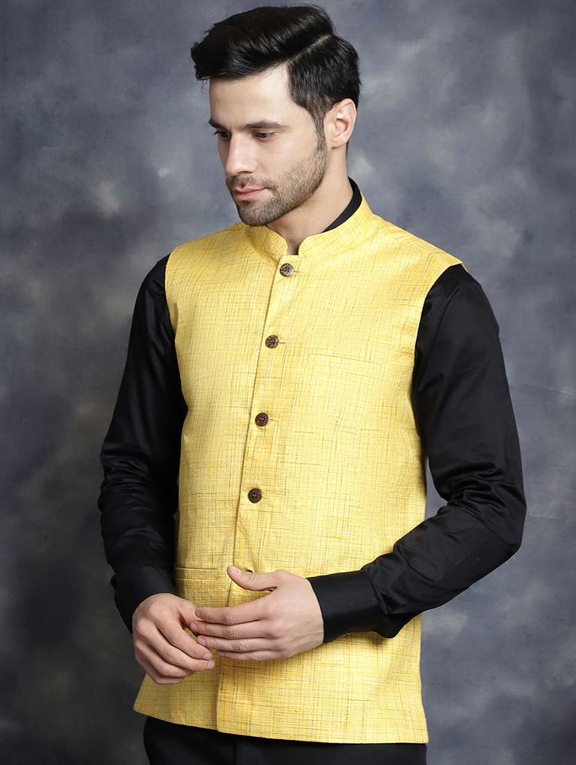 men mandarin neck regular fit nehru jacket - 21954411 -  Standard Image - 1