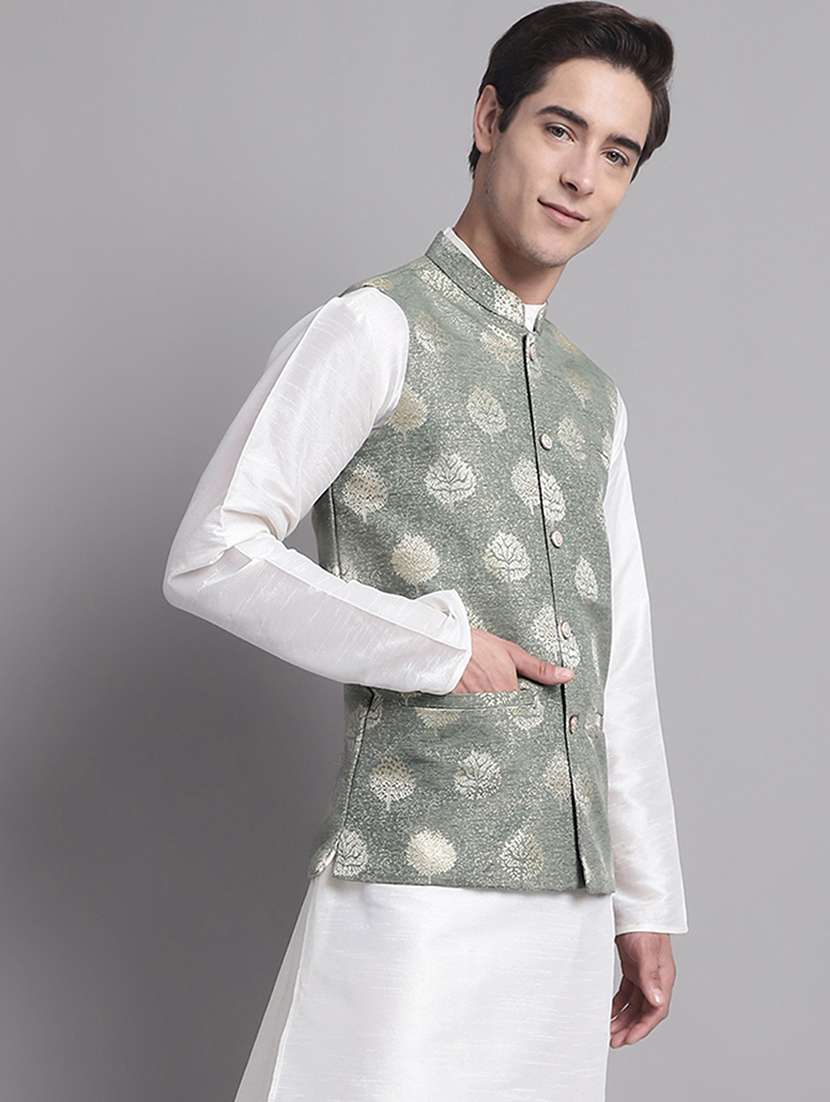men mandarin neck regular fit nehru jacket - 21954414 -  Standard Image - 1