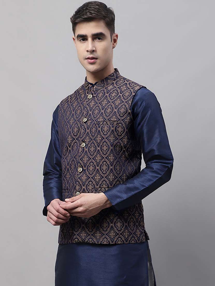 men mandarin neck regular fit nehru jacket - 21954415 -  Standard Image - 1