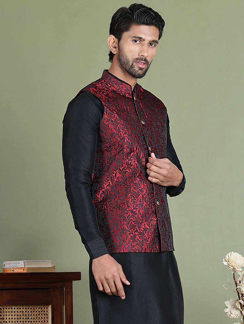 men mandarin neck regular fit nehru jacket - 21954423 -  Standard Image - 1