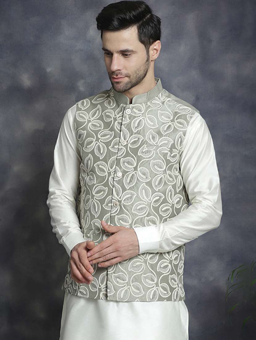 men mandarin neck regular fit nehru jacket - 21954425 -  Standard Image - 1