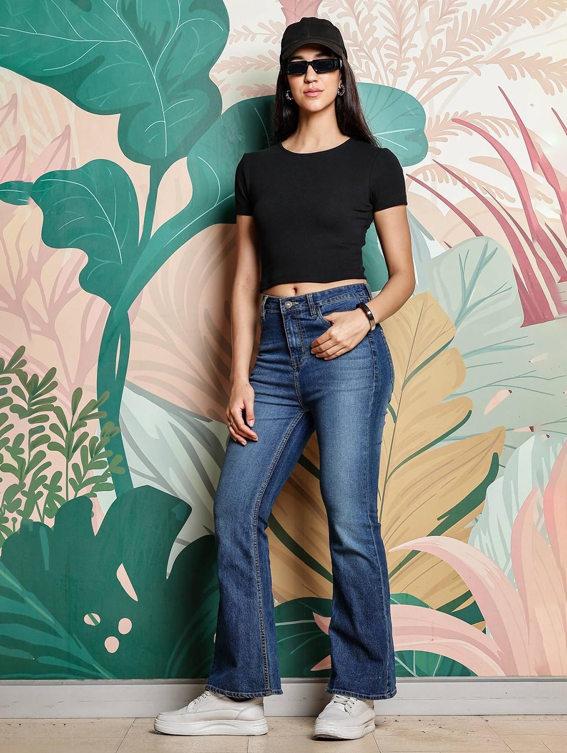 women solid round neck crop top - 21954436 - Standard Image - 6