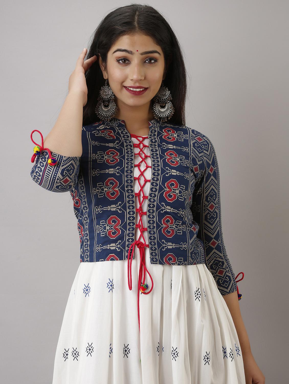 women three quarter sleeve kurta with jacket ethnic dress - 21954463 - Standard Image - 4